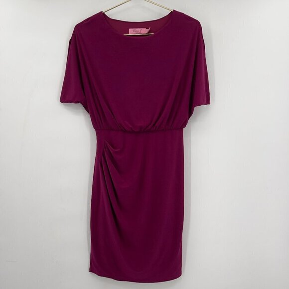 Eliza J Women's Sheath Fuchsia Ruched Side Mini Dress Size 6 - Picture 1 of 9